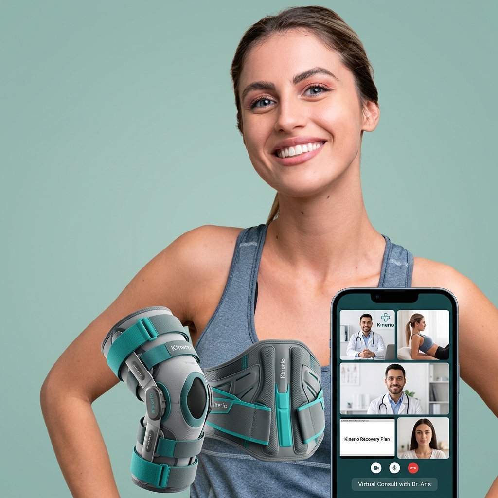 Kinerio virtual clinical assessment with off-the-shelf knee and back bracing